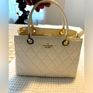 KATE SPADE Quilted Leather Structured Tote/Crossbody Handbag - Cream - NWOT